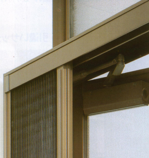 プリーツ式網戸-窓用・勝手口ドアタイプの上部スライド枠